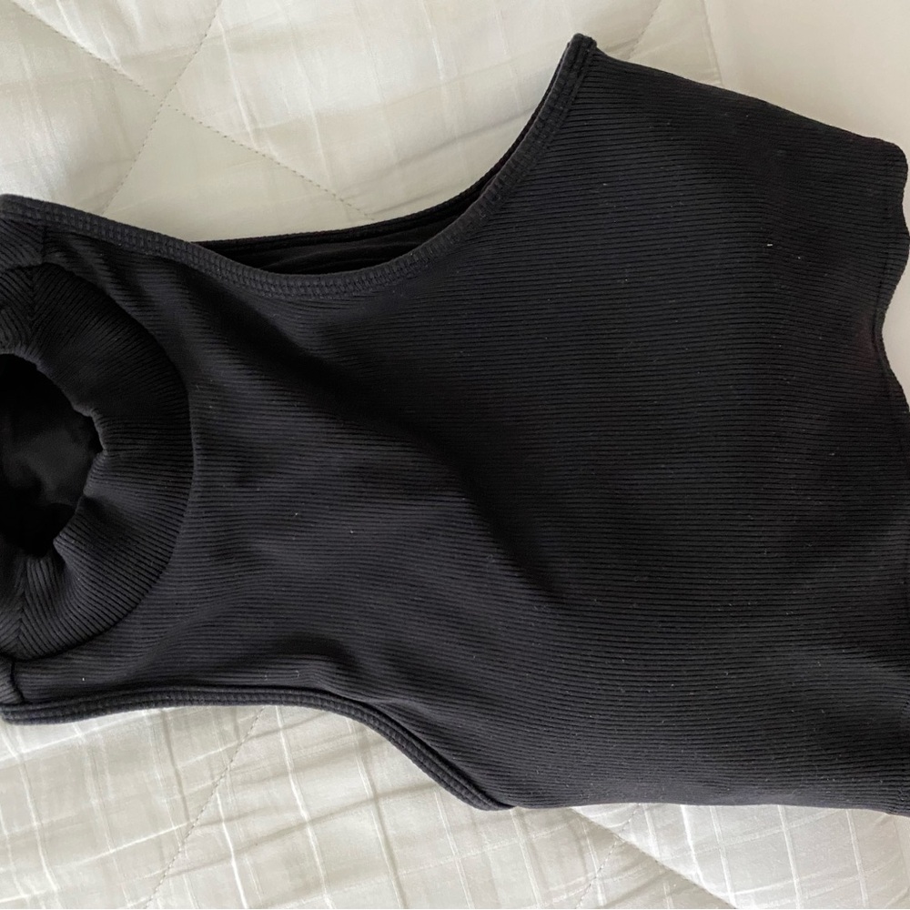 Black Ribbed Sleeveless Top